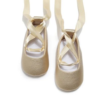 Fashion Newborn Baby Girl Shoes First Walkers Moccasins Cross Ribbon Princess Dance Soft Sole Infant Toddler Shoes Footwear