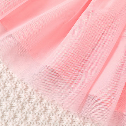 Girl's spring and autumn style waist flower design dress (Available)