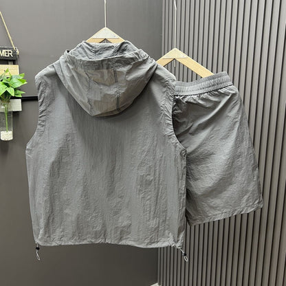 Casual Hooded Vest Suit Men's Summer Workwear Thin Loose (Available)