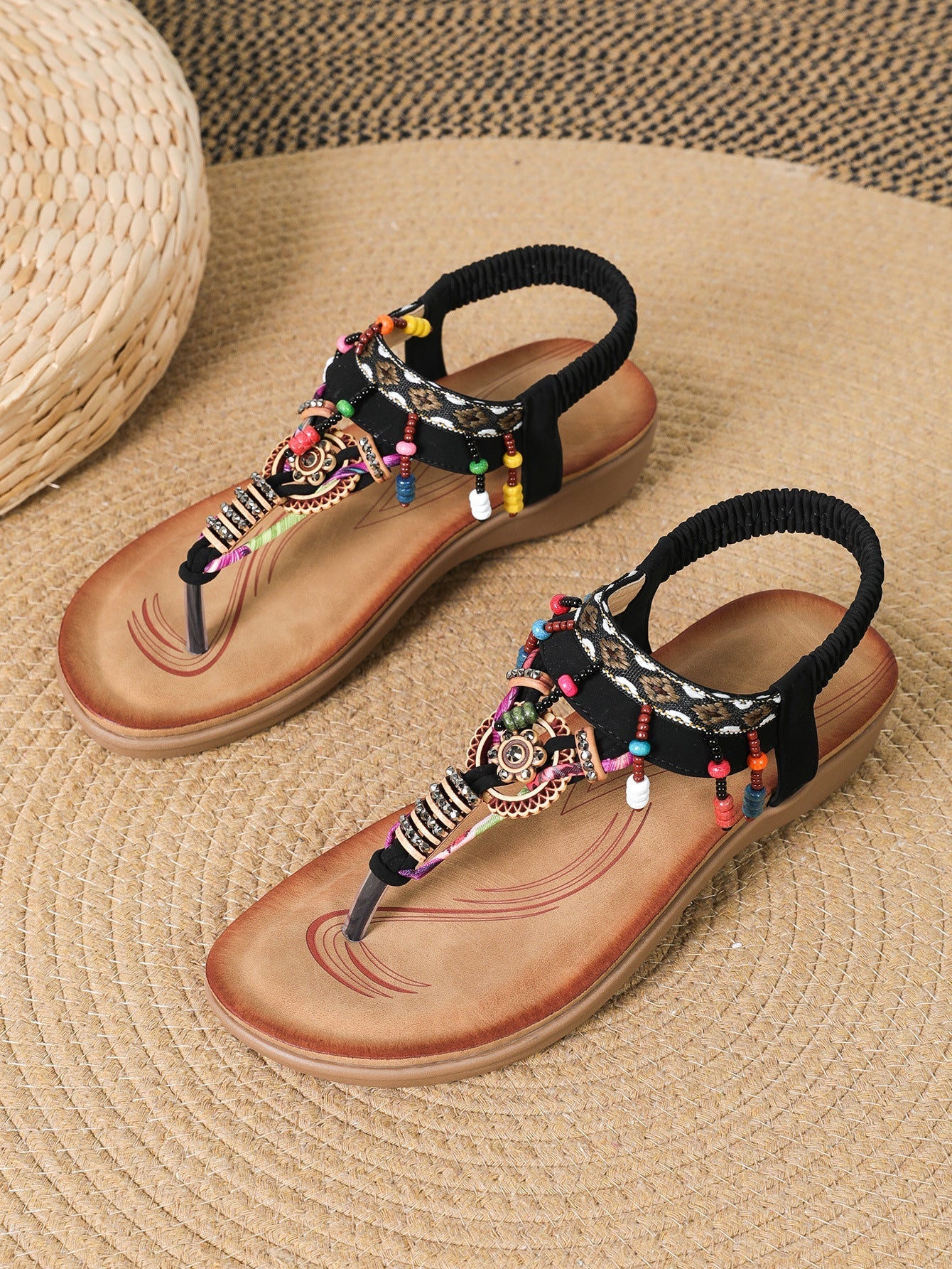 Bohemian Ethnic Style Flat Sandals Pendant Flip-flops (Available)