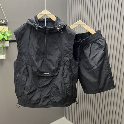 Casual Hooded Vest Suit Men's Summer Workwear Thin Loose (Available)