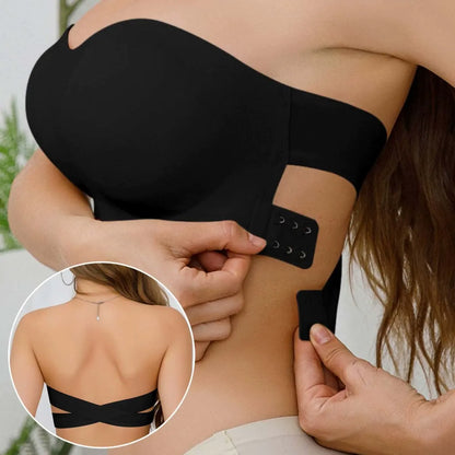 Women's strapless bra cross side buckle underwear