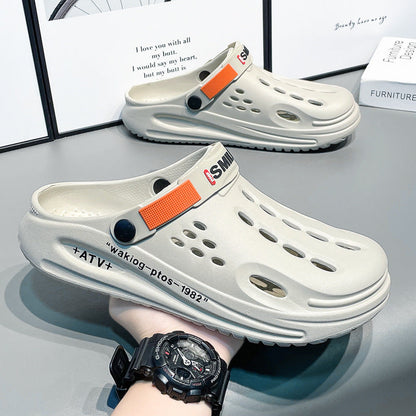 Summer Thick Bottom Shit Feeling Plus Size Closed-toe Slippers Men (Available)