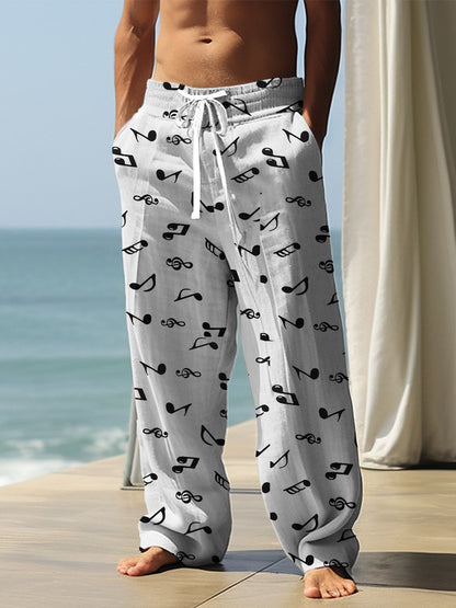 Autumn Men's Health Cloth Straight-leg Pants 3D Digital Vintage Print Ethnic Style Baggy Pant  (Available)