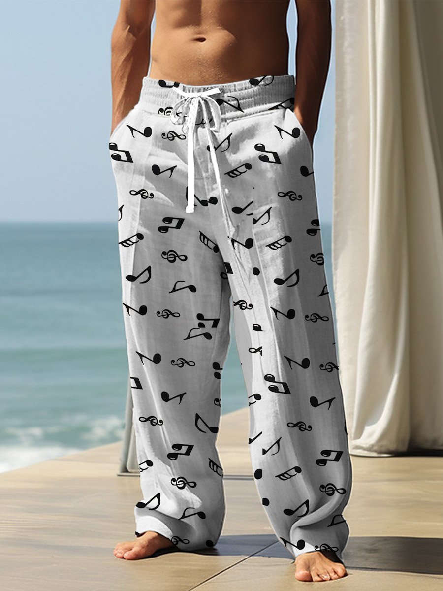 Autumn Men's Health Cloth Straight-leg Pants 3D Digital Vintage Print Ethnic Style Baggy Pant