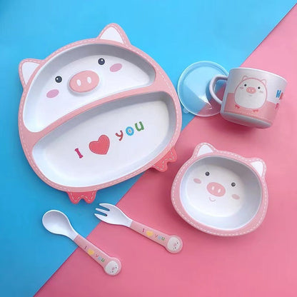 Baby feeding bowl with Bamboo Fiber spoon and Bamboo Fiber straw (Available)