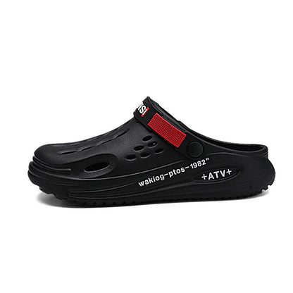 Summer Thick Bottom Shit Feeling Plus Size Closed-toe Slippers Men (Available)