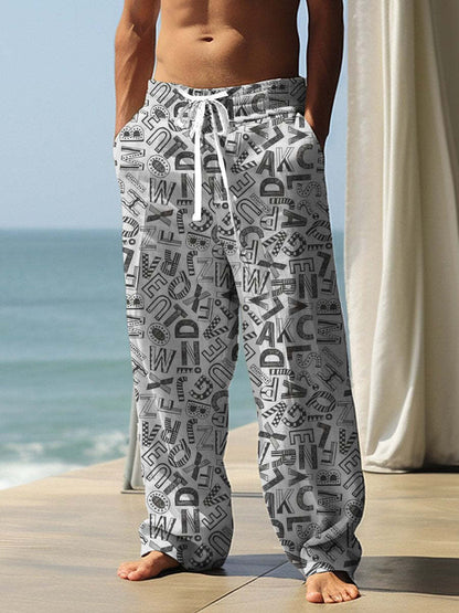 Autumn Men's Health Cloth Straight-leg Pants 3D Digital Vintage Print Ethnic Style Baggy Pant  (Available)