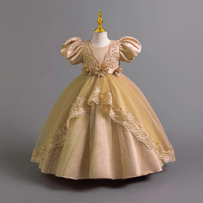 New Gorgeous Girls Party Dress Opening Ceremony Clothing Halloween Performance Dance Princess Skirt 4-12T Christmas dress