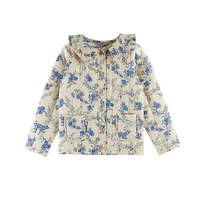 Girls' Dresses 2025 Fall New Arrivals Printed Embroidered Princess Dress Cotton Warm Girls' Jacket Peter Pan Collar Knit Sweater