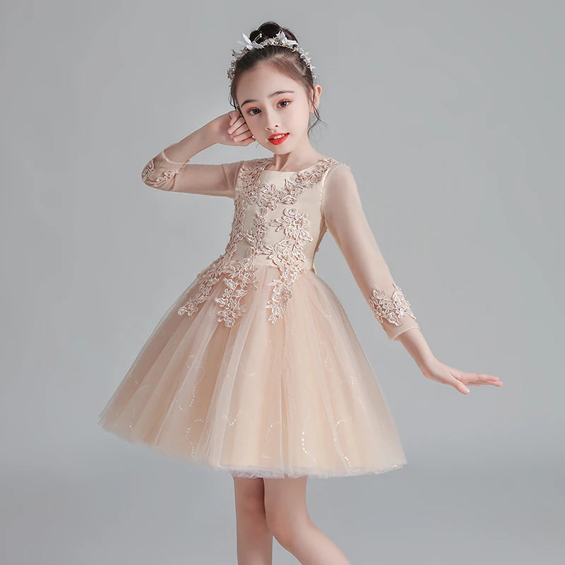 Girls Dress New Design Tail Evening Bridesmaid Wedding Casual Elegant New Year Princess Children Party Dress