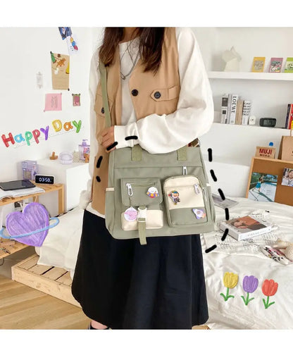 School Tote Book Bags for Girls Satchels Canvas Women Handbags Shoulder Bag Nylon Ladies Messenger Bag Oxford Crossbody Bags