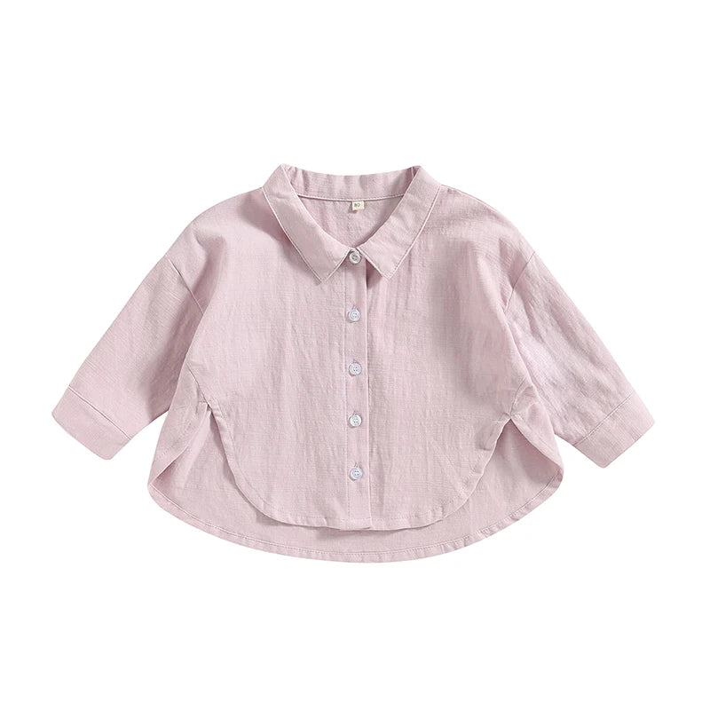 Summer Boys T-shirts Children Clothes Girls Long Sleeve Kids Shirt Baby Boys Cotton Tops Lapel Collar Tee