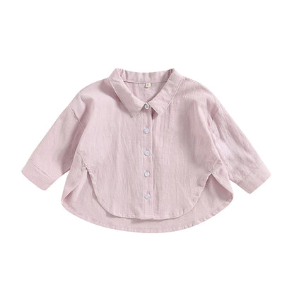 Summer Boys T-shirts Children Clothes Girls Long Sleeve Kids Shirt Baby Boys Cotton Tops Lapel Collar Tee