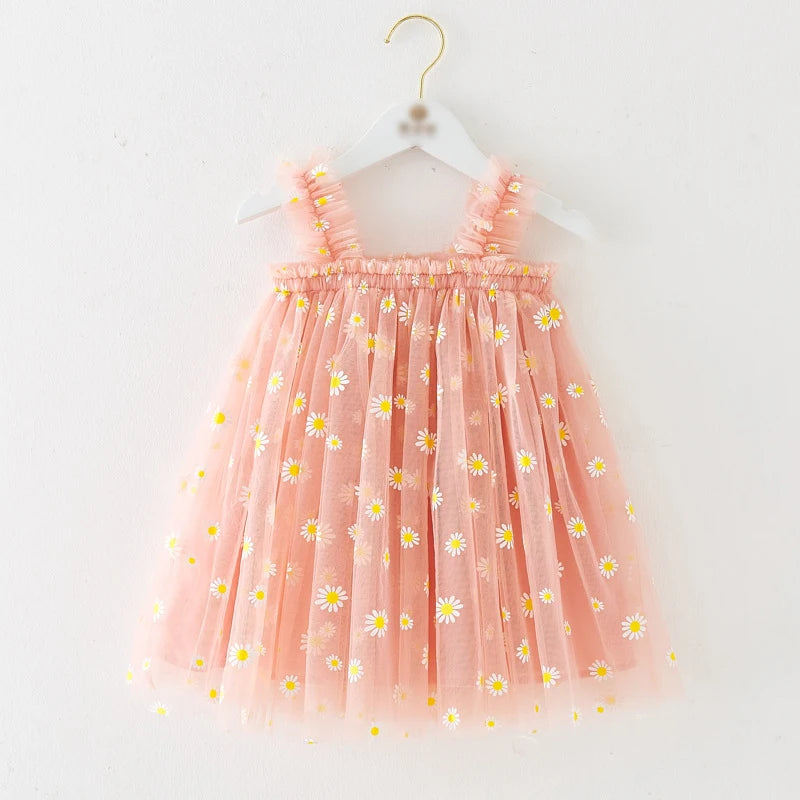 Eu's SWIND Baby Girls Summer Dresses Floral Sleeveless Birthday Party Evening Children Clothes Sweet Toddler Kids Costume