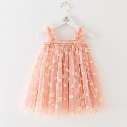 Eu's SWIND Baby Girls Summer Dresses Floral Sleeveless Birthday Party Evening Children Clothes Sweet Toddler Kids Costume
