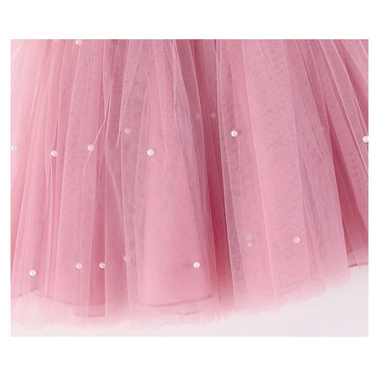 Baby Girls Party Dresses For 1st Birthday Elegant Children Tutu Dresses Pearl Decoration Wedding Flower Girl Princess Vestidos