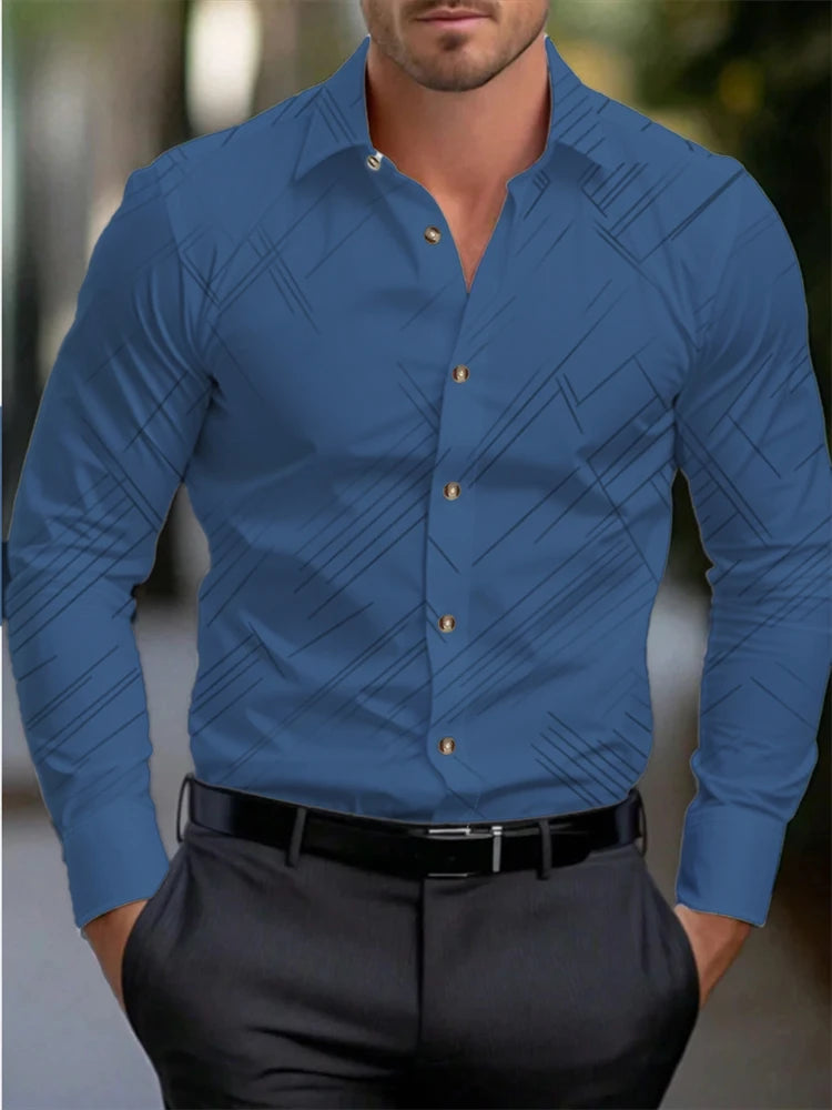 Men's long-sleeved shirt casual shirt fashion 2024 new 16 colors optional popular business oversized men's clothing (Available)