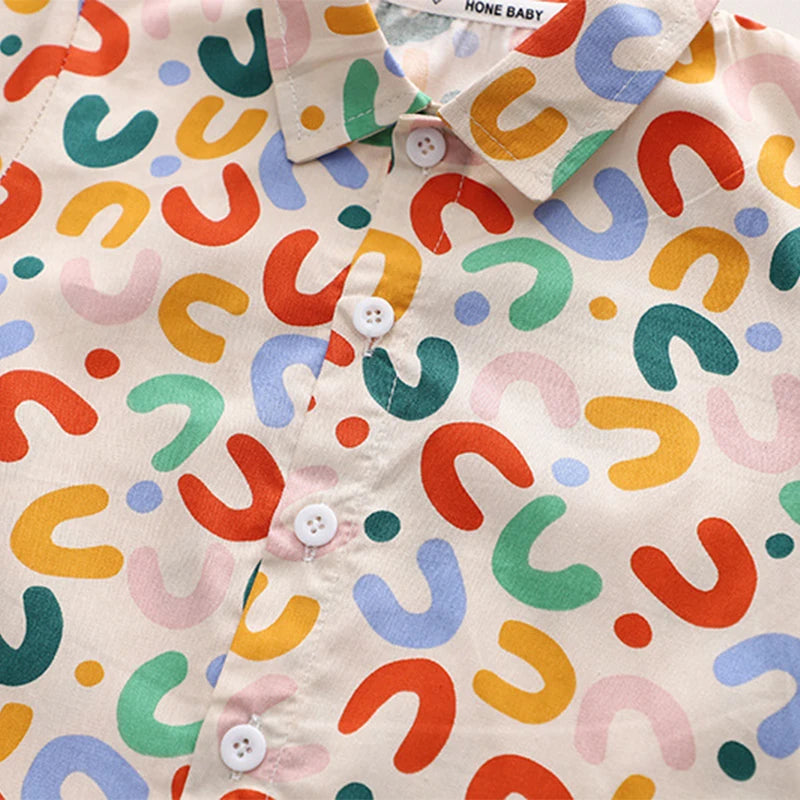 Summer Baby Boy Outfits Suit Fashion Print Kids Shirt Short Pant Sets Thin Cotton Toddler Tee Tops Children Clothes Tracksuits