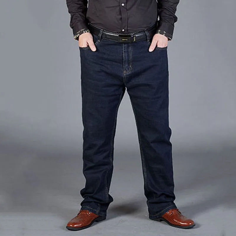 Oversized Jeans For Men 10XL(50 Inch) - Plus Size Straight Leg Stretch Pants Blue Big & Tall Streetwear Classic 5 Pocket Design