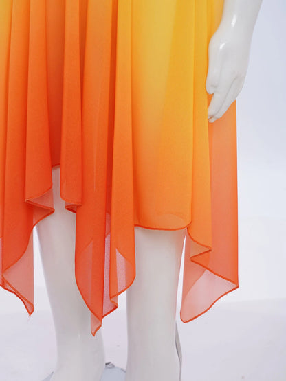 Girls Liturgical Worship Praise Dance Dress Contemporary Lyrical Dancewear Sleeveless Sequins Bodice Asymmetrical Tunic Dresses