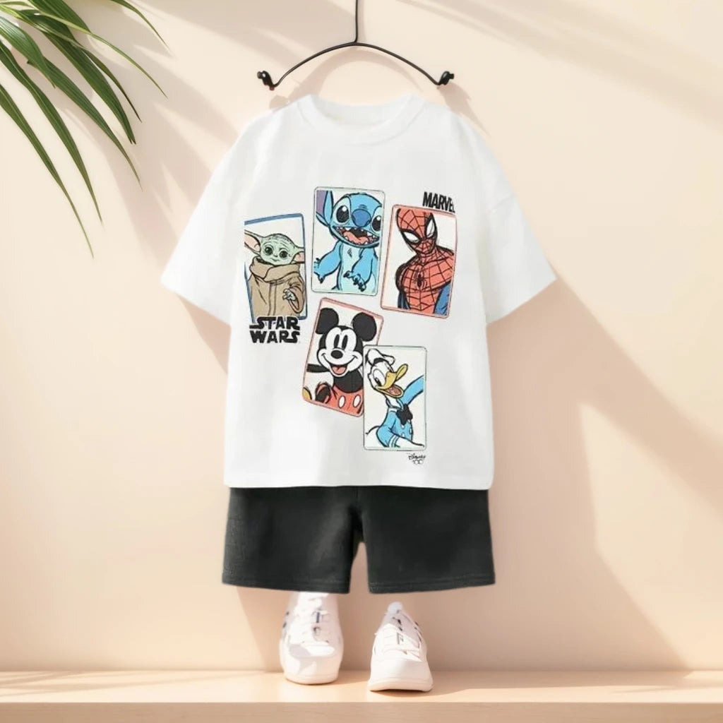 Cool Kids Boys Girls Summer Clothing Sets Children Cut Cartoon Print Short Sleeve T-shirt Tops With Shorts Toddler Baby Pajamas
