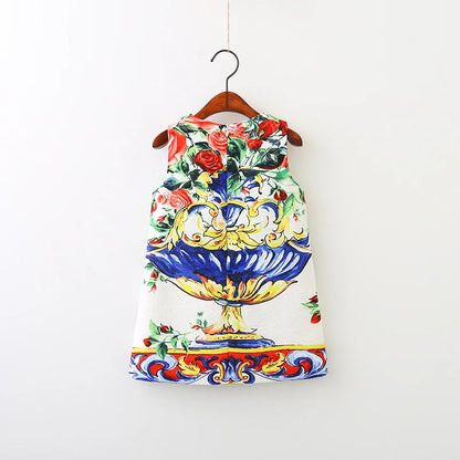 Young Children Vestidos De Fiesta Sleeveless Girls Summer Dresses Princess Girl Dresses European Style Wedding Girl Clothes