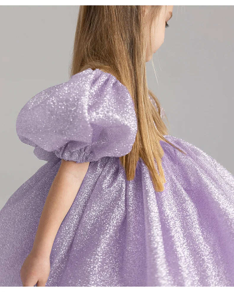 Elegant Puffy Luxury Girls Party Dresses Bowknot Evening Dress Flower Girl Princess Dress For Weddings Solid Bridesmaid Costume