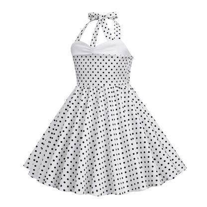 European and American girls' dressnew style halter polka dot retro children's dress, party carnival children's performance dress