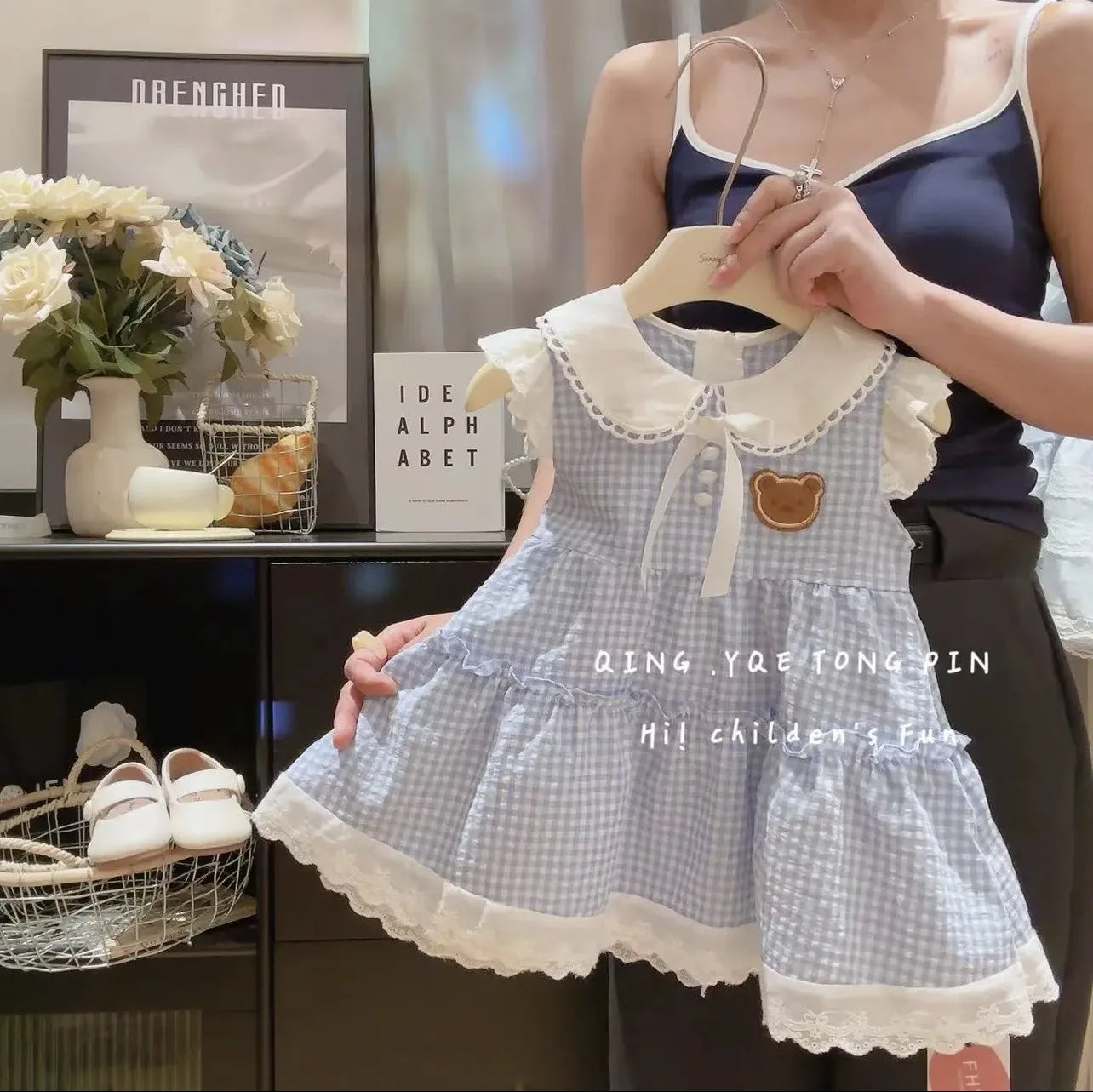 Girls' Summer Dresses Children's Foreign Dresses Fashion Trend College Style Princess Dresses in Small Children Cool Plaid