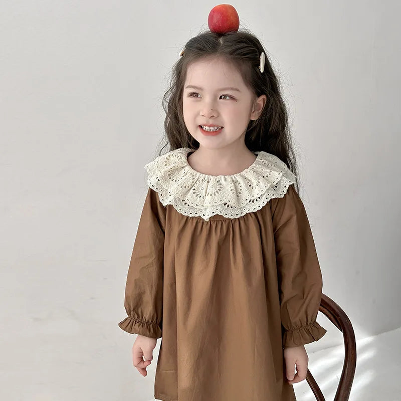 Girls' Dress Spring and Autumn 2025 New Children's Foreign Spring Dress Long Sleeve Skirt Spring Girl Princess Dress