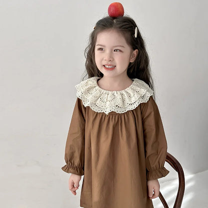 Girls' Dress Spring and Autumn 2025 New Children's Foreign Spring Dress Long Sleeve Skirt Spring Girl Princess Dress