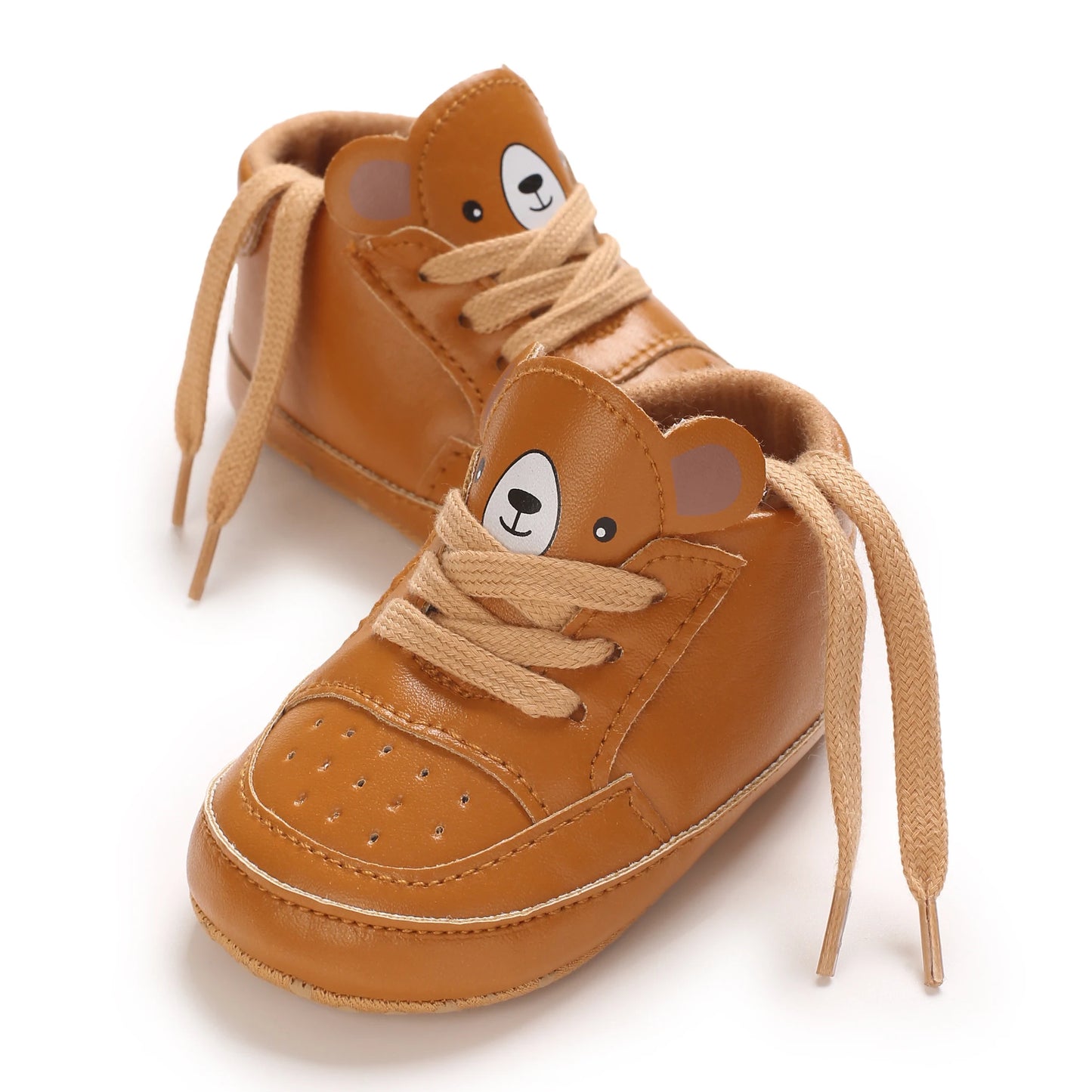NEW Baby Shoes Newborn Boys Sneaker Girls Cartoon First Walkers Kids Toddlers Lace Up PU Leather Soft Soles Sneakers 0-18 Months