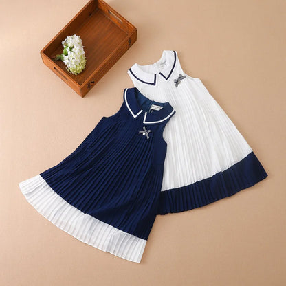 Girl Dresses Sleeveless Summer Chiffon Pleated Clothing Kids' Dresses Baby Girl One-piece Dress