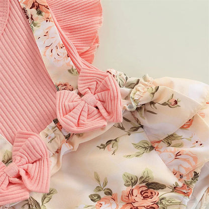 Kids Dress For 0-18 Months Cotton Ruffle Sleeve Cute Butterfly Floral Summer Princess Formal Dresses Newborn Baby Girl Clothes (Available)