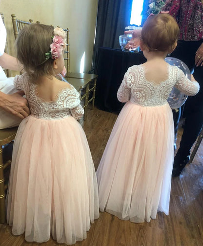 Girl's dress 4-12 years fashionable hollow out long sleeved princess dress carnival birthday wedding flower girl bridesmaid Wear