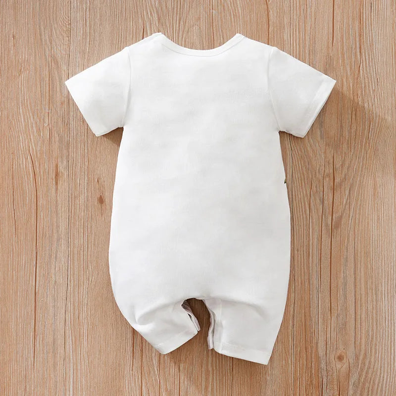 Summer Boys And Girls Cute Cartoon Animal Print Comfortable Casual Short Sleeve Baby Bodysuit