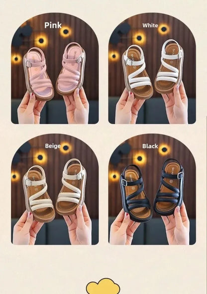 1-10Y Baby Girls Sandals Summer Children's New Cool Fashion Princess Cute Versatile Shoes for Students Flat Sandal Casual Shoe  (Available)