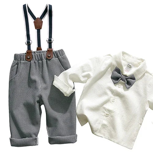 2025 Newborn Baby Gentleman Outfits Suit 2Pcs Bow Tie Romper+Suspenders Shorts Toddler Costume For Boy Wedding Birthday Party