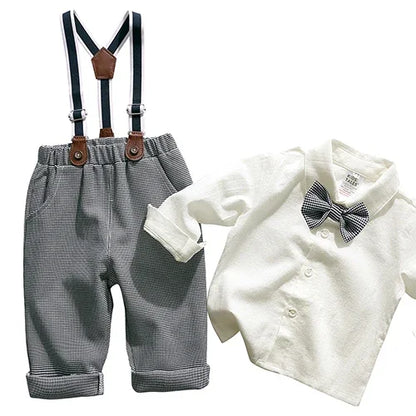 2025 Newborn Baby Gentleman Outfits Suit 2Pcs Bow Tie Romper+Suspenders Shorts Toddler Costume For Boy Wedding Birthday Party