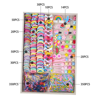 Hair Accessories Set For Girls Hair Clip Set Elastic Rubber Bands Flower Hair Clip Metal Snap Hair Clips For Girls Birthday Gift