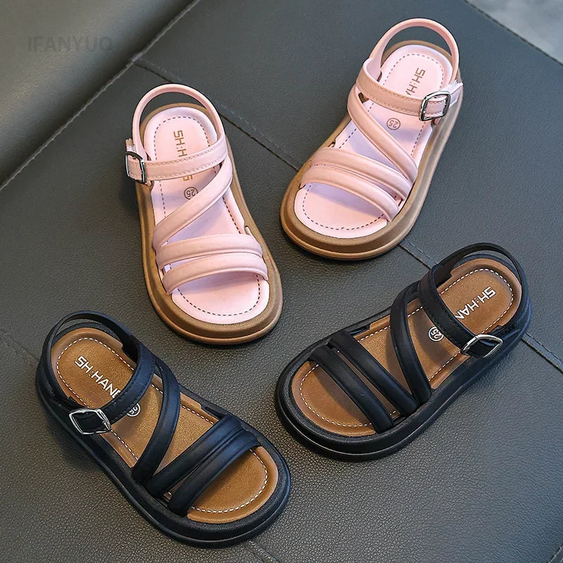 1-10Y Baby Girls Sandals Summer Children's New Cool Fashion Princess Cute Versatile Shoes for Students Flat Sandal Casual Shoe  (Available)