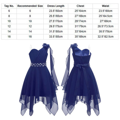 Summer Girls Festive Dress Hi-Lo Tulle Sleeveless Shiny Beaded Dress Flower Kids Wedding Pageant Clothing Evening Communion Gow