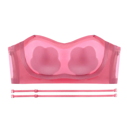 Sexy Strapless Tube Top Flower Cup Design Invisible Bras Non-marking Smooth Women Underwear Non Slip Push Up Bralette BCD Cup
