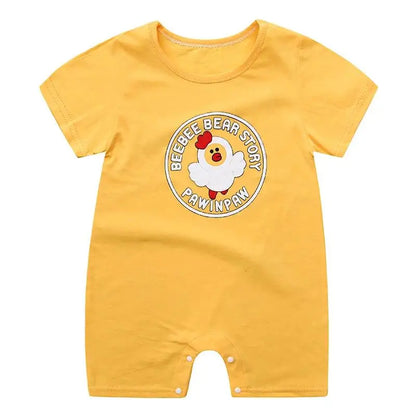 Newborn Baby Clothes Short Sleeve Romper Printed Cartoon Cute Baby Boys One-piece Clothes Toddler Jumpsuit Infantil Costume