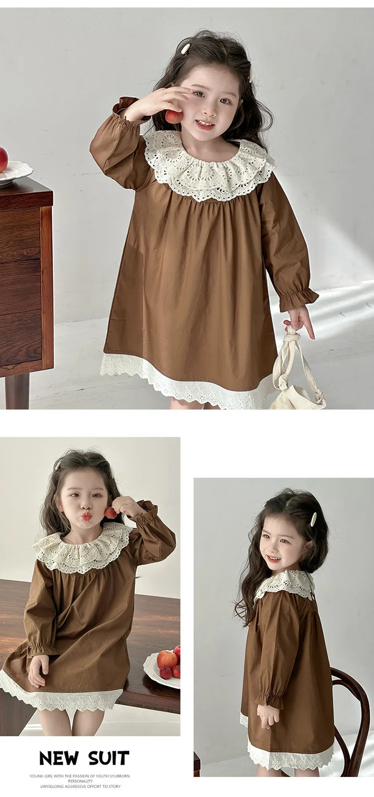 Girls' Dress Spring and Autumn 2025 New Children's Foreign Spring Dress Long Sleeve Skirt Spring Girl Princess Dress