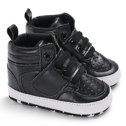 Newborn Baby Fashion Sneakers Shoes Boys Girls Solid Lace Up High Shoes Toddlers Breathable Non Slip First Walkers 0-18 Months