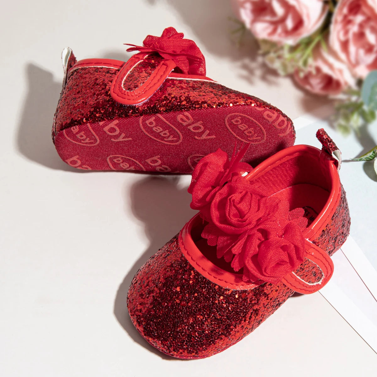 Newborn Baby Shoes Baby Boy Girl Shoes Girl Classic Bowknot Rubber Sole Anti-slip PU Dress Shoes First Walker Toddler Crib Shoes