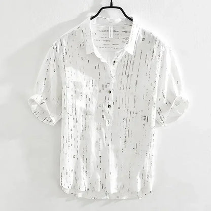Summer Men Clothing 2025 New Fashion Casual Versatile Shirt Short-sleeved Top Loose Printed Thin   (Available)