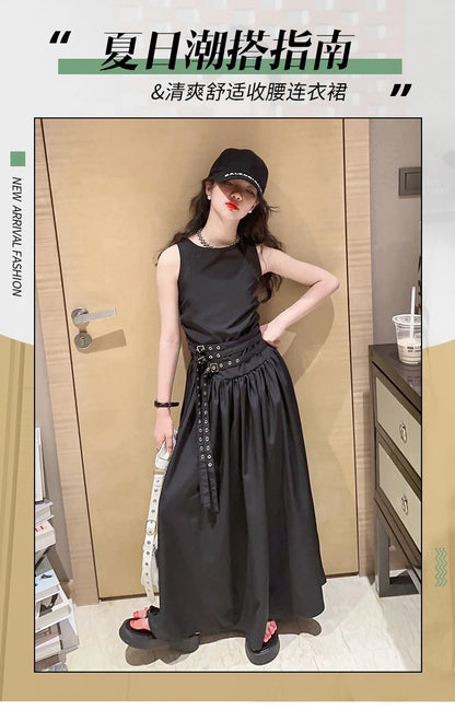 kids dresses for girls summer clothes meisjes jurk French style teenage girl sleeveless long dress vestido de princesa luxo 12
